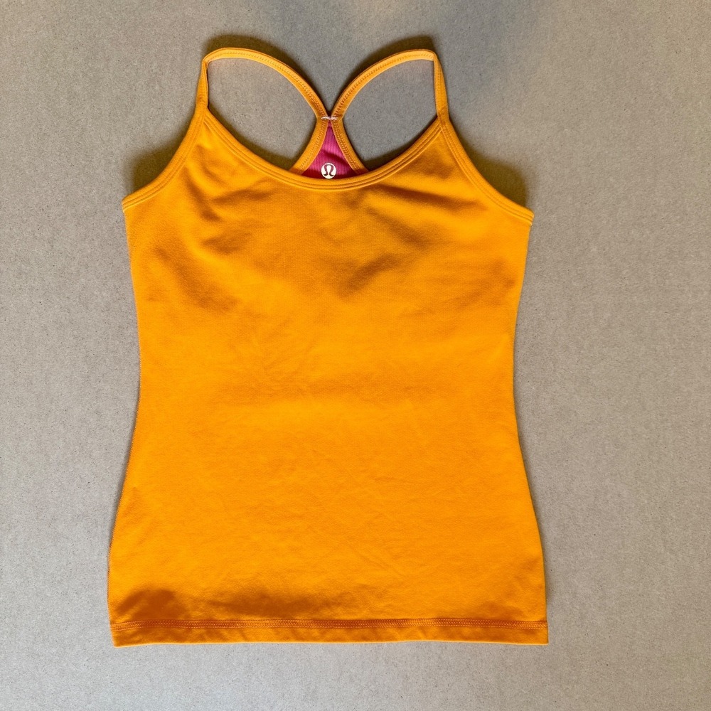 Lululemon Power Pose Tank Size 4 Orange Pink Racerback Y2K Athletic Yoga - Picture 2 of 9
